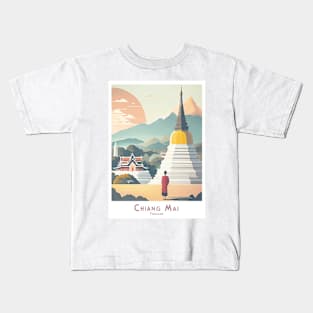 Abstract Chiang Mai Sunset Serenity - Retro Vintage Travel Kids T-Shirt